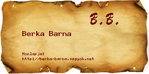 Berka Barna névjegykártya